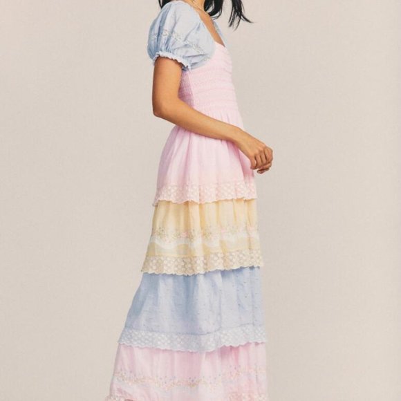 LoveShackFancy Capella Tiered Maxi Dress AMBROSIA - Picture 3 of 4